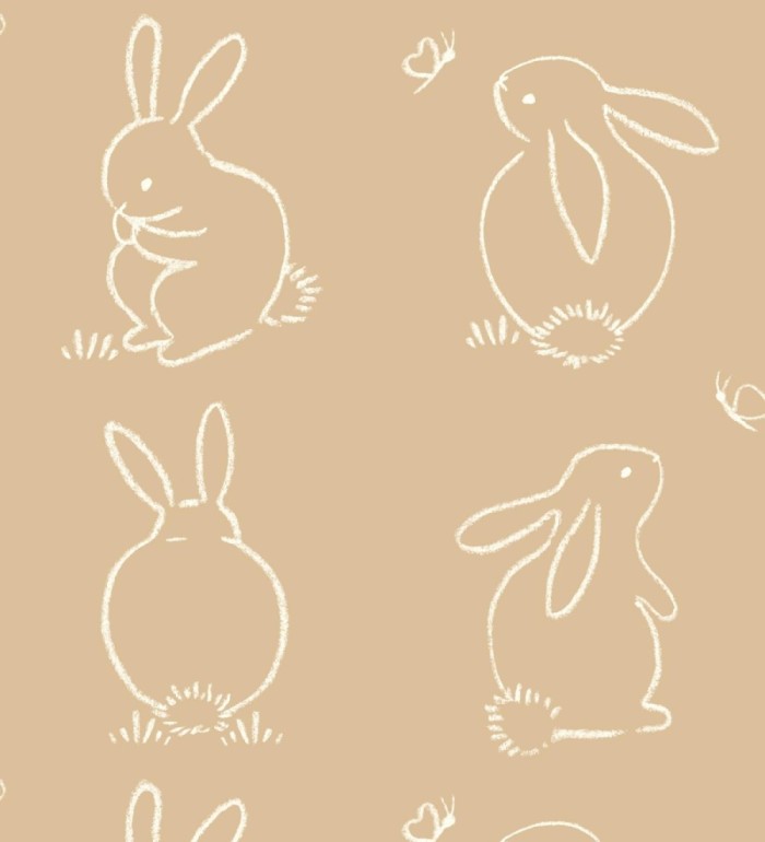 Papel pintado infantil de silueta de conejos - Chalk Rabbit 128452