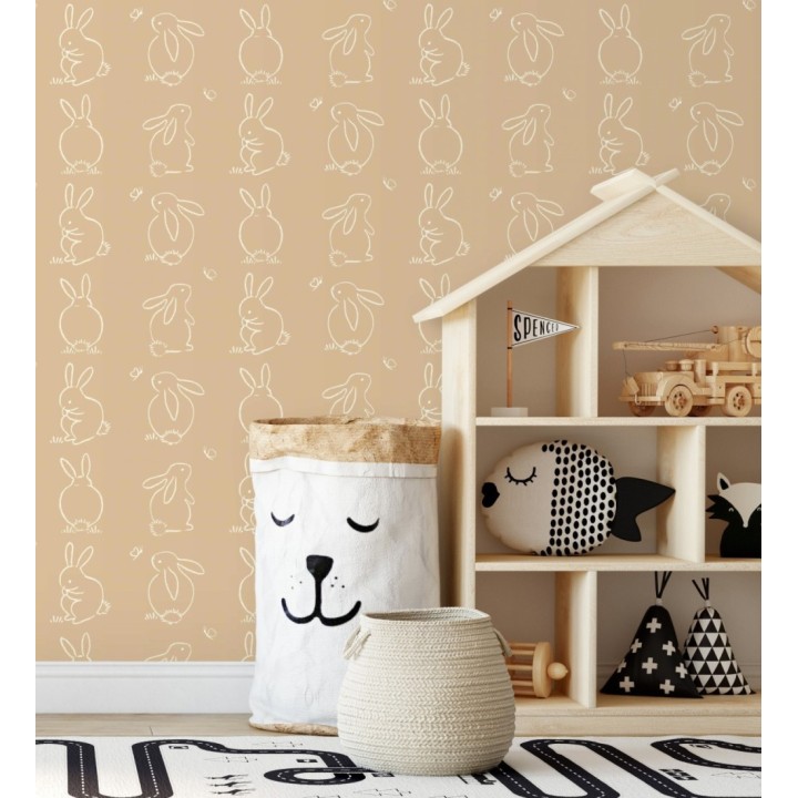 Papel pintado infantil de silueta de conejos - Chalk Rabbit 128452