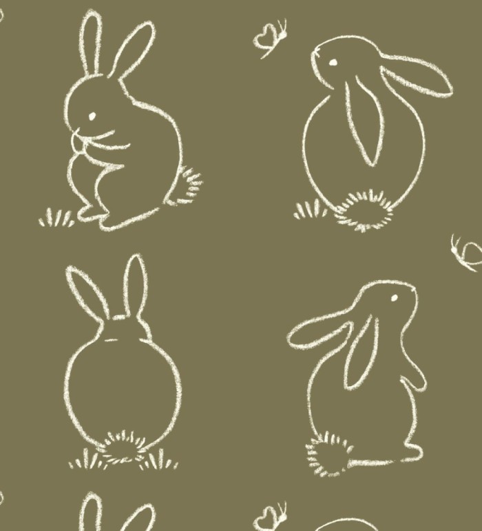 Papel pintado infantil de silueta de conejos - Chalk Rabbit 128453