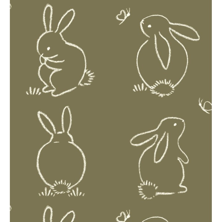 Papel pintado infantil de silueta de conejos - Chalk Rabbit 128453