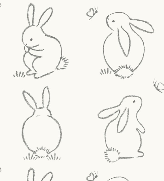 Papel pintado infantil de silueta de conejos - Chalk Rabbit 128454