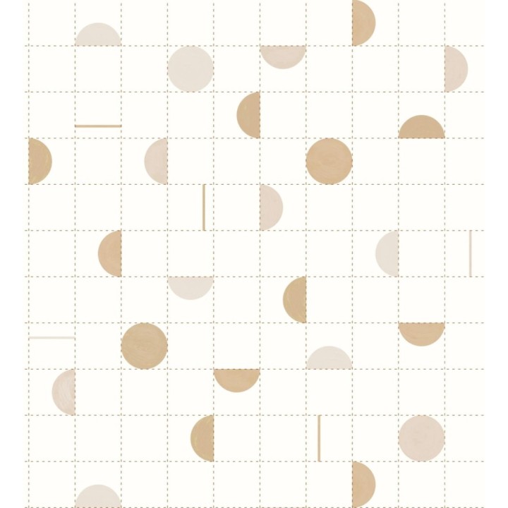 Papel pintado geométrico de círculos y cuadros estilo retro - Wikins 128455