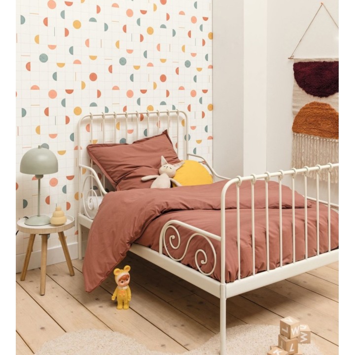 Papel pintado geométrico de círculos y cuadros estilo retro - Wikins 128457