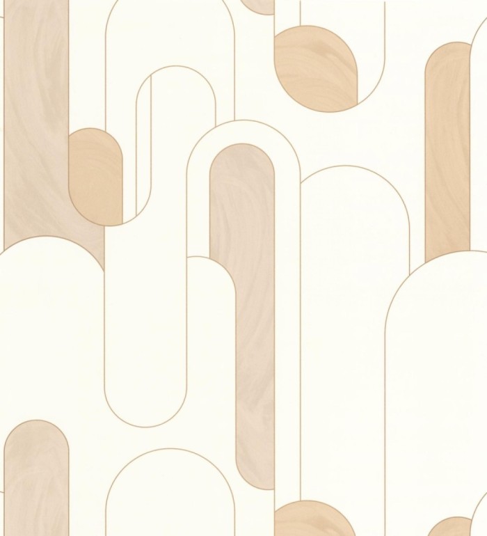Papel pintado figuras geométricas estilo retro tonos beige - Alfie 128461