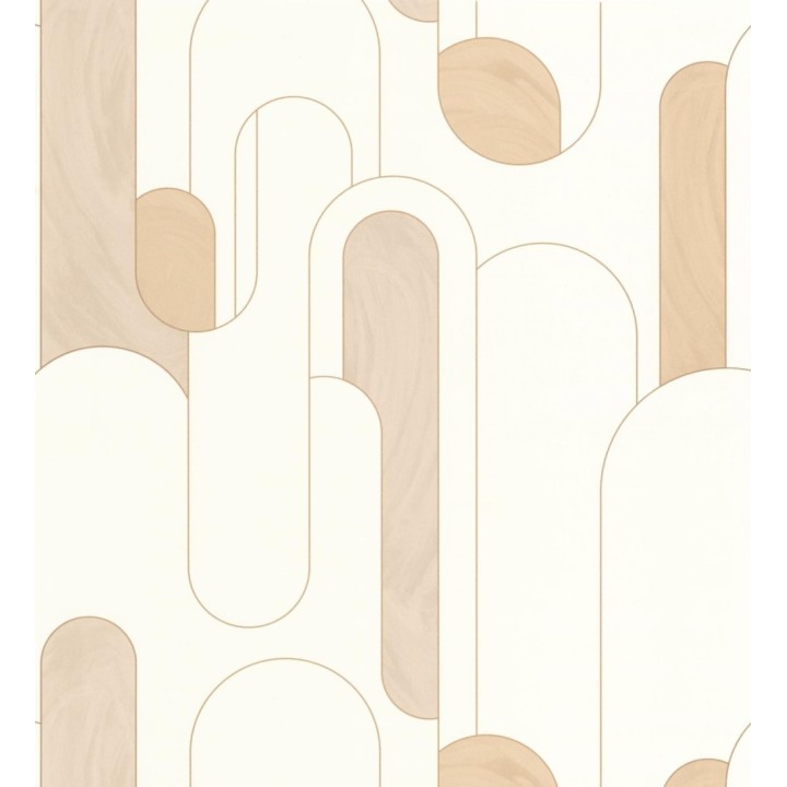 Papel pintado figuras geométricas estilo retro tonos beige - Alfie 128461