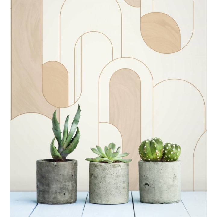 Papel pintado figuras geométricas estilo retro tonos beige - Alfie 128461