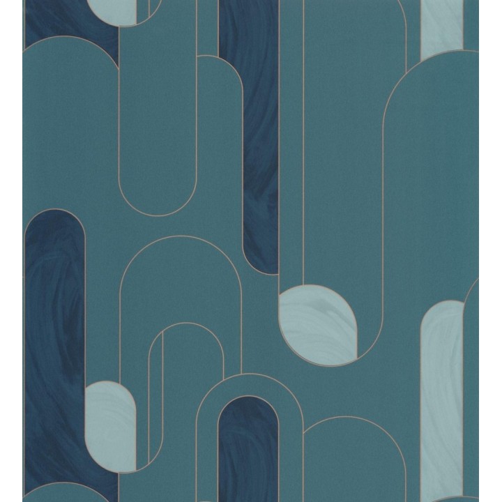 Papel pintado figuras geométricas estilo retro tonos azul y turquesa - Alfie 128463