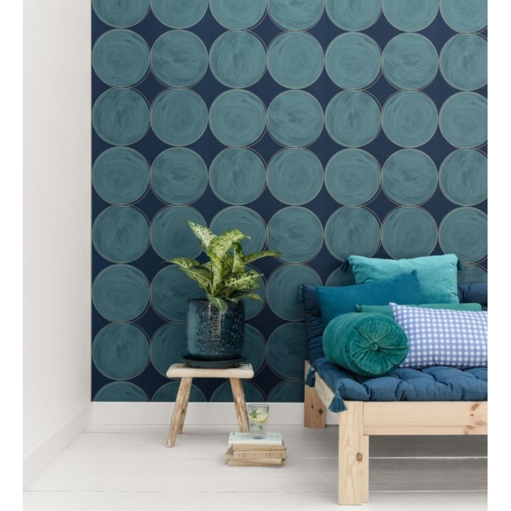 Papel pintado círculos grandes color turquesa - Galileo Circles 128468
