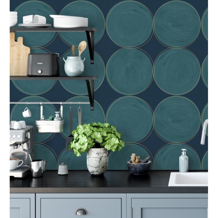 Papel pintado círculos grandes color turquesa - Galileo Circles 128468