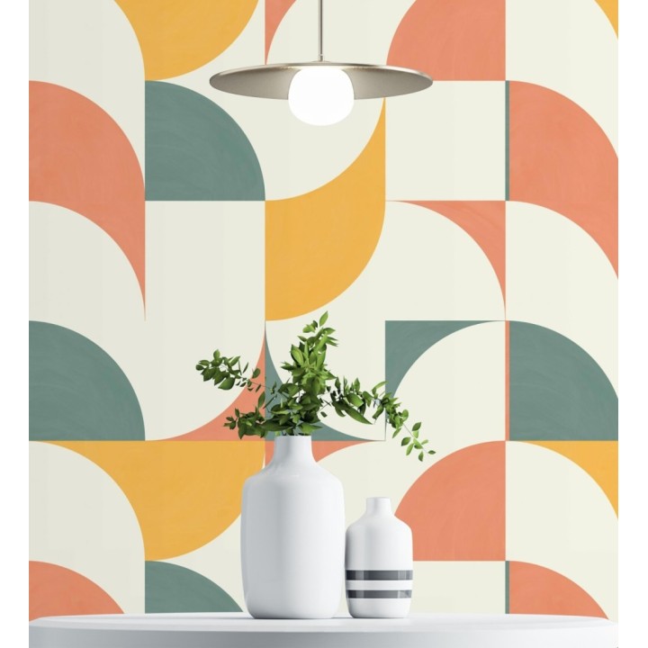 Papel pintado de figuras geométricas estilo retro - Newman 128471