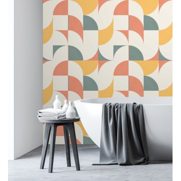 Papel pintado de figuras geométricas estilo retro - Newman 128471