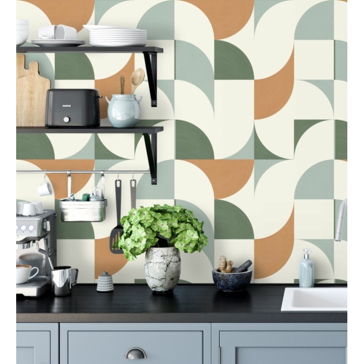 Papel pintado de figuras geométricas estilo retro - Newman 128473