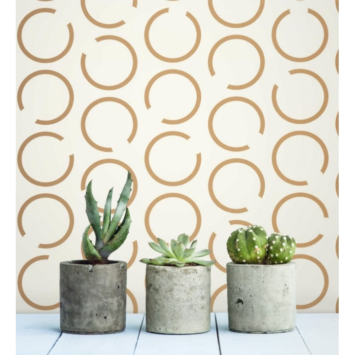 Papel pintado de argollas doradas fondo blanco - Corban 128474