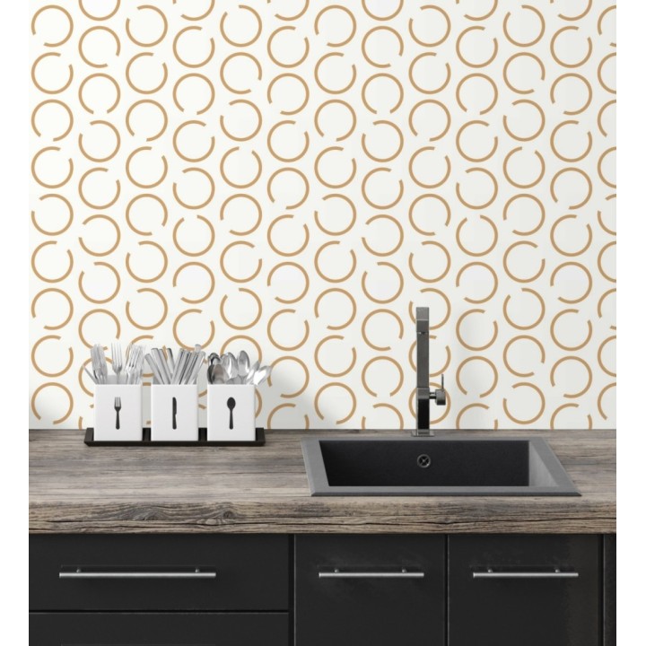 Papel pintado de argollas doradas fondo blanco - Corban 128474