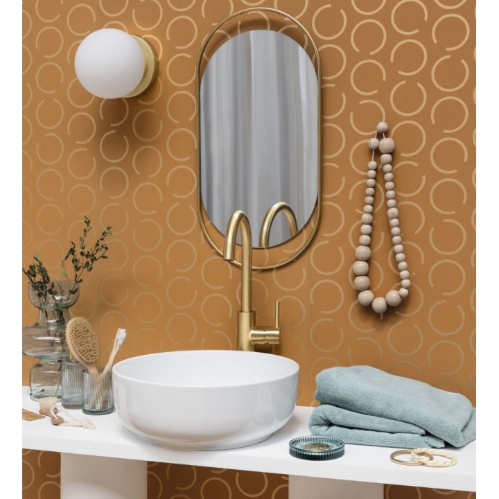 Papel pintado de argollas doradas fondo naranja - Corban 128475