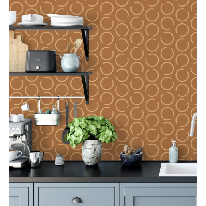 Papel pintado de argollas doradas fondo naranja - Corban 128475