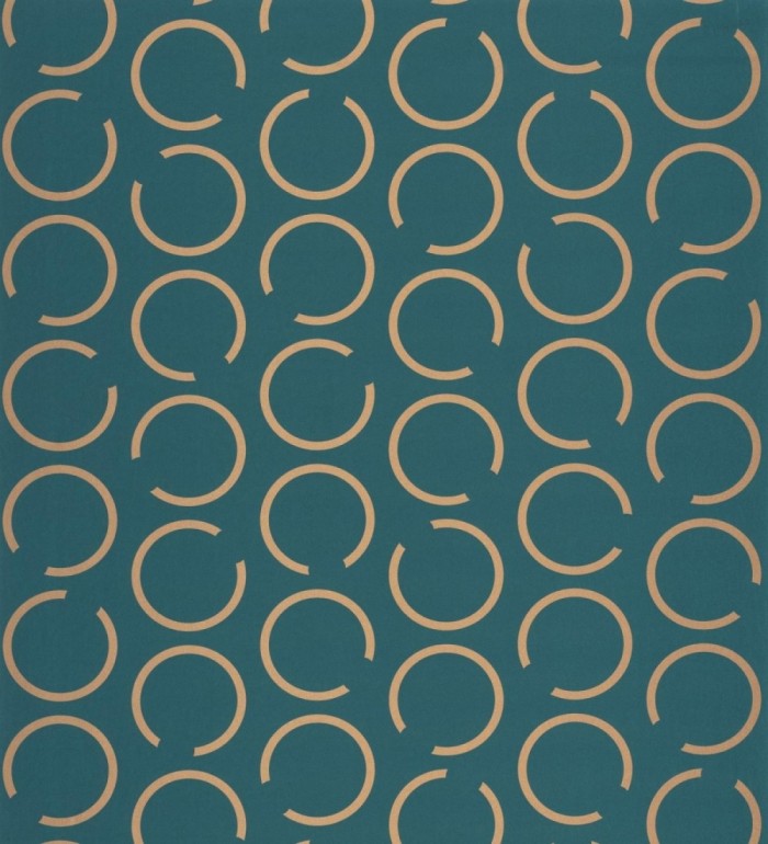 Papel pintado de argollas doradas fondo turquesa - Corban 128476