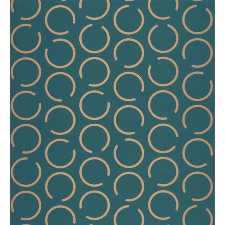 Papel pintado de argollas doradas fondo turquesa - Corban 128476