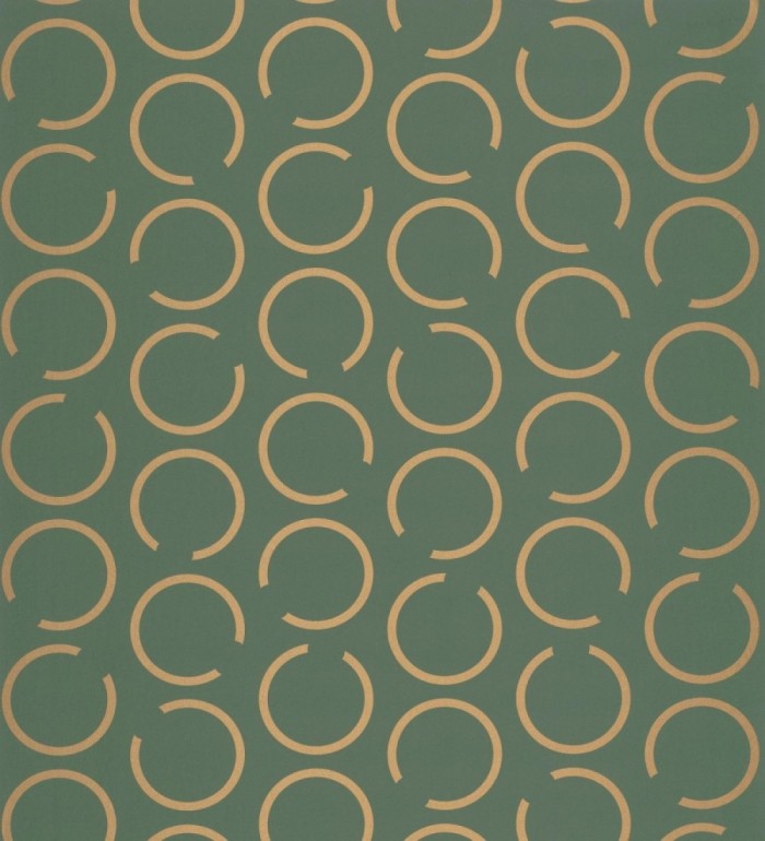 Papel pintado de argollas doradas fondo verde - Corban 128477