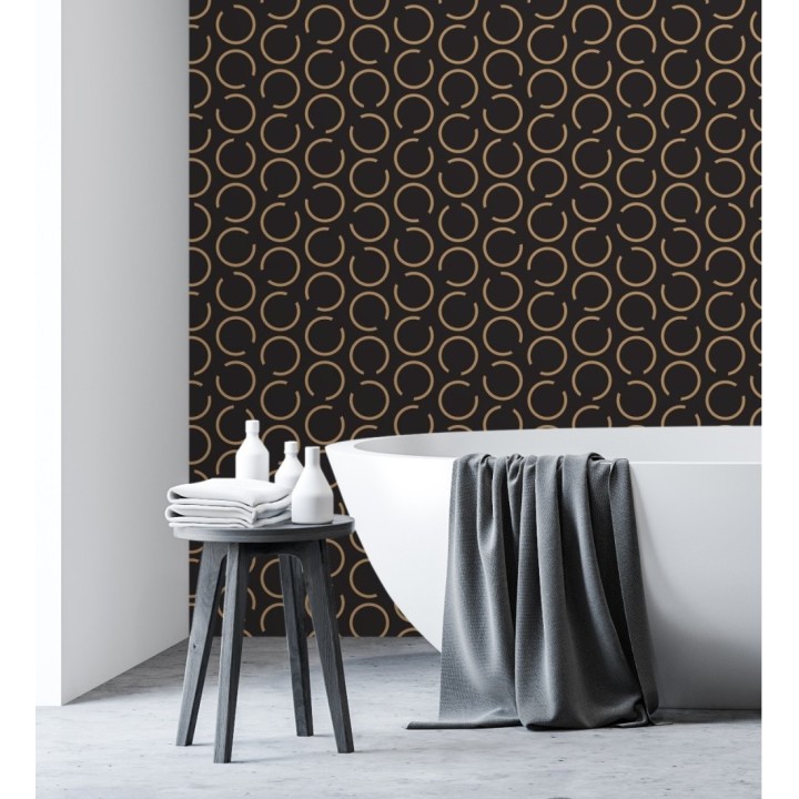 Papel pintado de argollas doradas fondo negro - Corban 128478