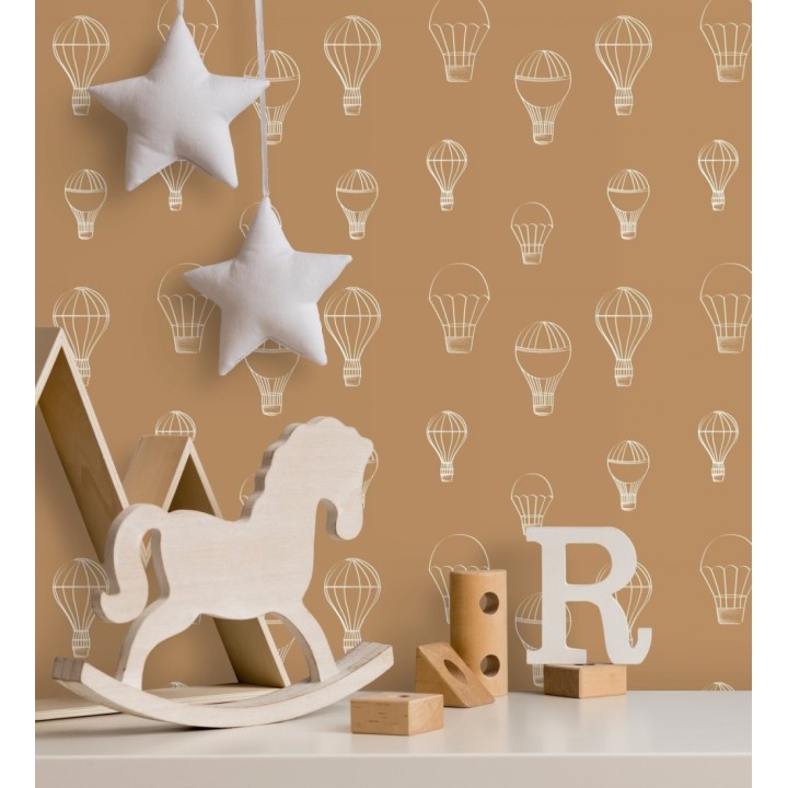 Papel pintado de globos infantiles fondo marrón - Jeremy Balloons 128486