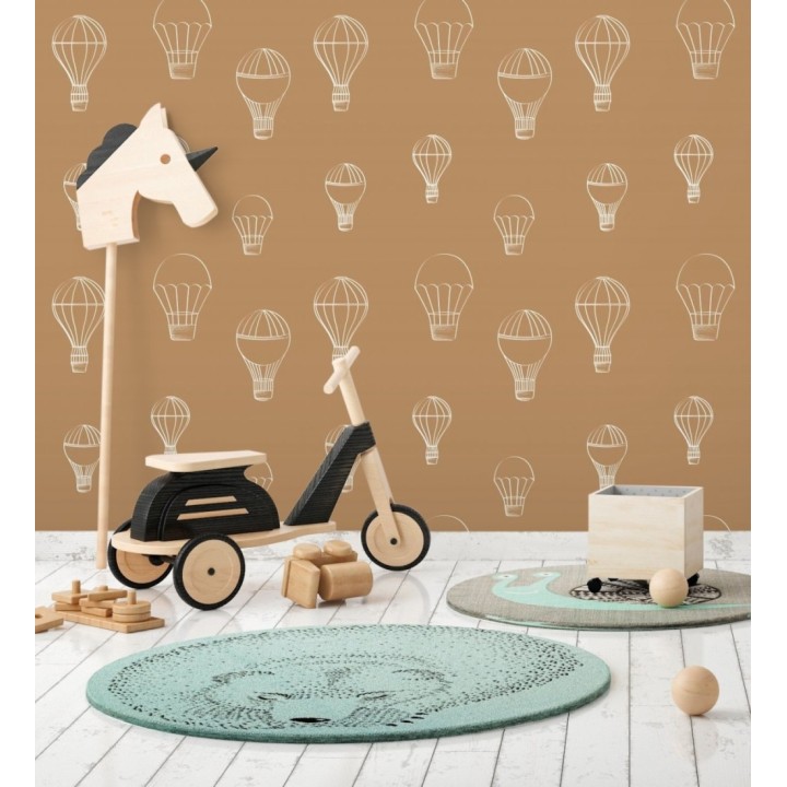 Papel pintado de globos infantiles fondo marrón - Jeremy Balloons 128486