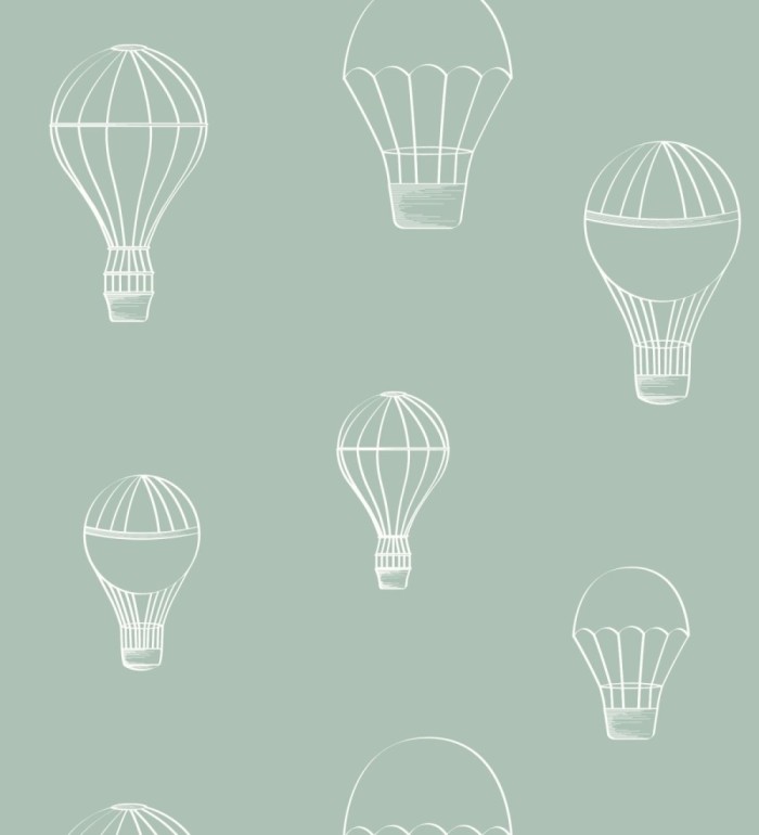 Papel pintado de globos infantiles fondo verde agua - Jeremy Balloons 128487