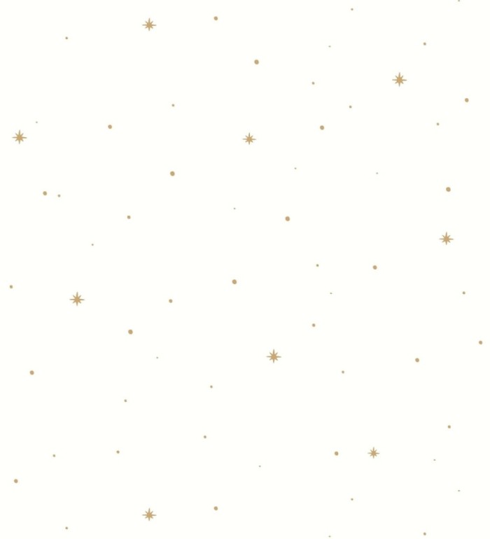 Papel pintado infantil de estrellas color oro fondo blanco - Starry Sky 128488