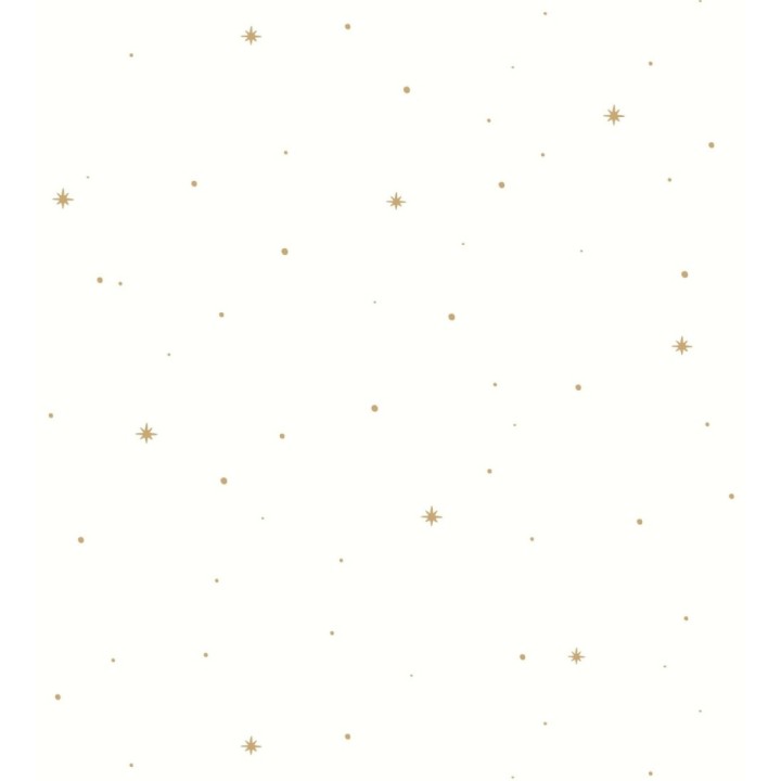 Papel pintado infantil de estrellas color oro fondo blanco - Starry Sky 128488