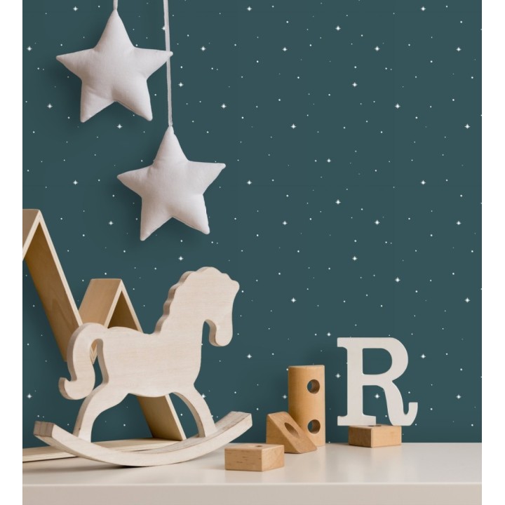 Papel pintado infantil de estrellas fondo azul - Starry Sky 128489