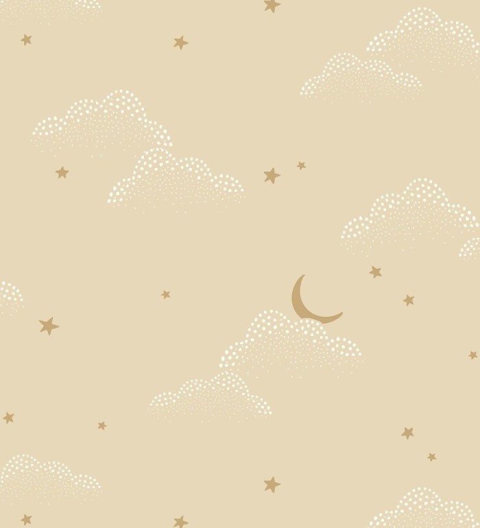 Papel pintado infantil de luna y estrellas fondo beige - Waning Moon 128491