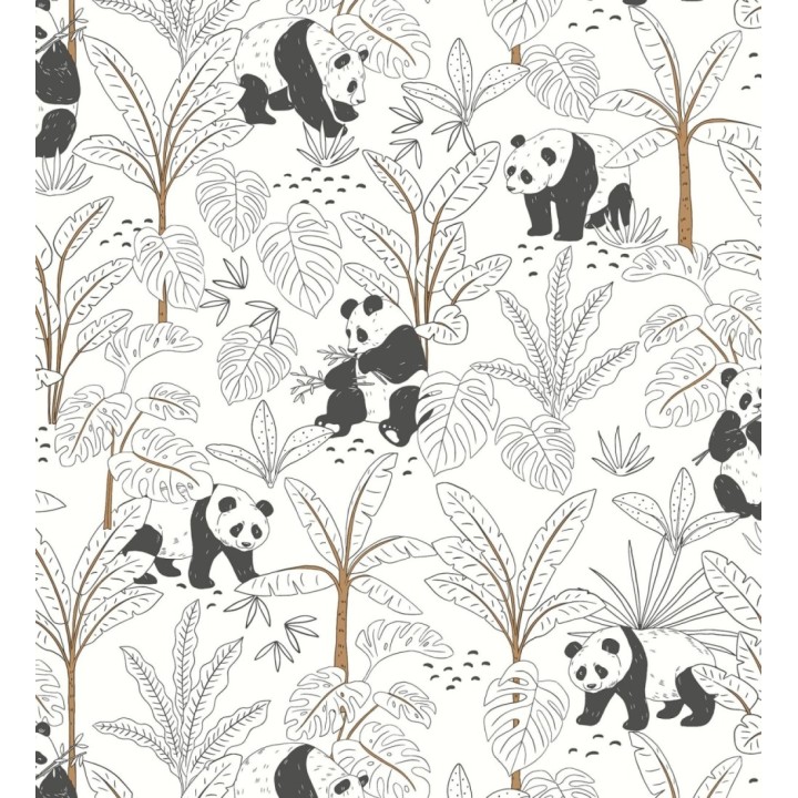 Papel pintado infantil de osos panda fondo blanco - Sichuan Panda 128498