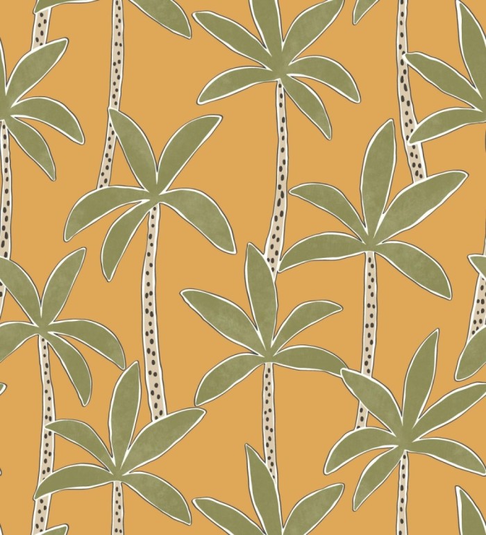 Papel pintado de palmeras fondo naranja - Tadeo Palms 128501