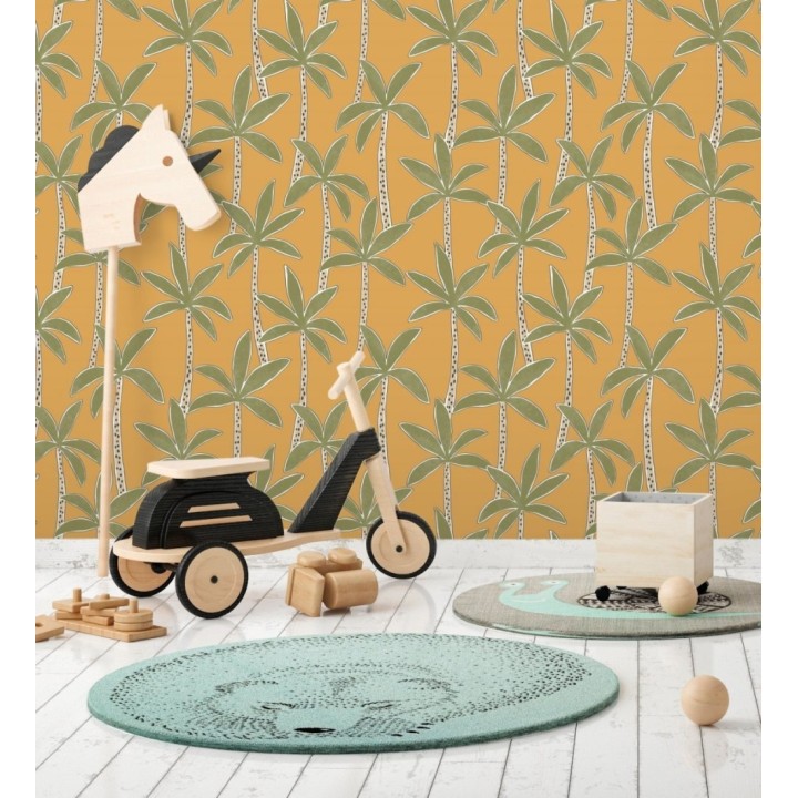 Papel pintado de palmeras fondo naranja - Tadeo Palms 128501