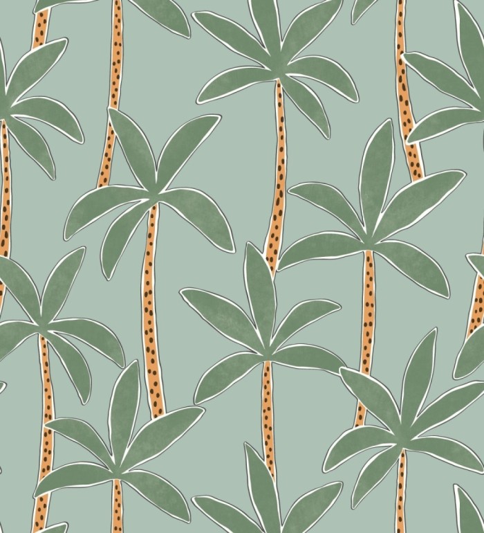 Papel pintado de palmeras fondo verde agua - Tadeo Palms 128502