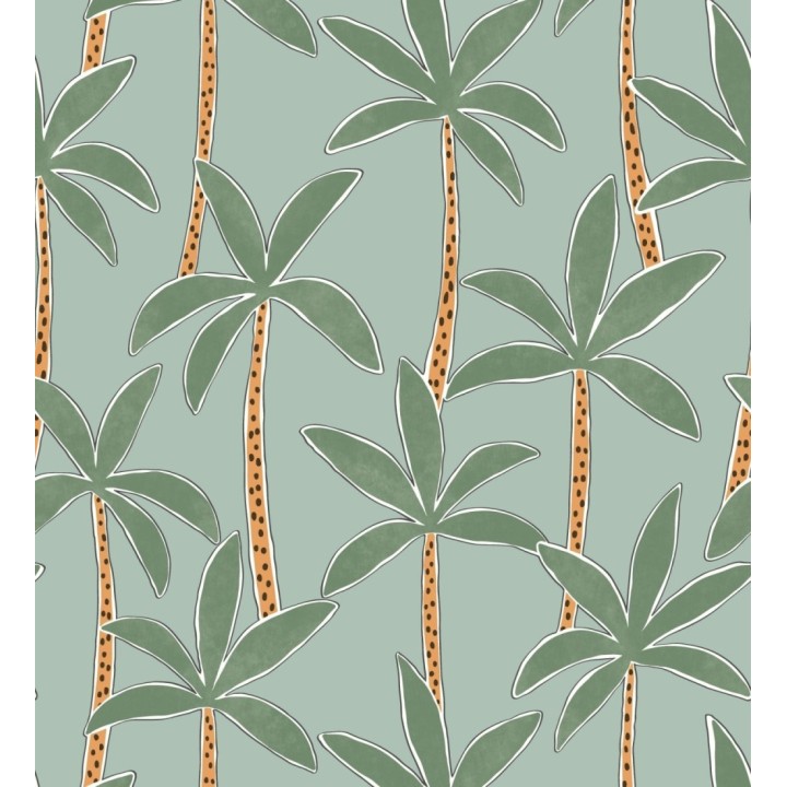 Papel pintado de palmeras fondo verde agua - Tadeo Palms 128502