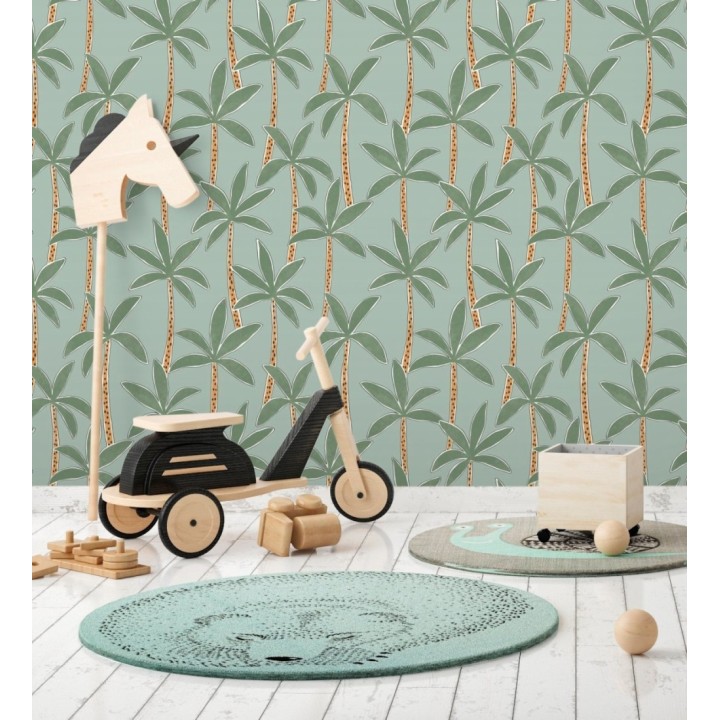 Papel pintado de palmeras fondo verde agua - Tadeo Palms 128502