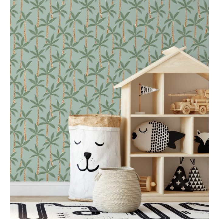 Papel pintado de palmeras fondo verde agua - Tadeo Palms 128502