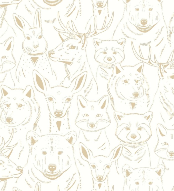 Papel pintado caras de animales del bosque - Noam Forest 128504