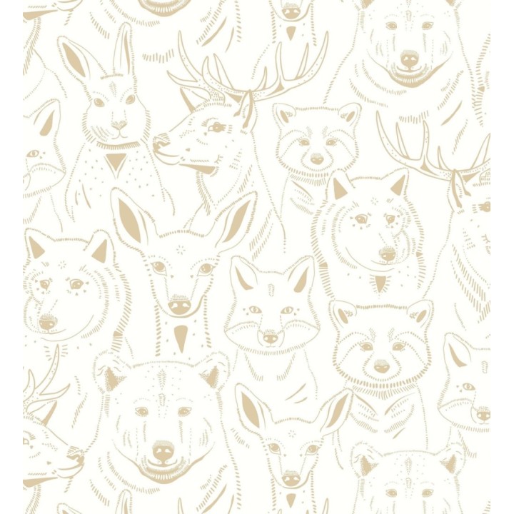 Papel pintado caras de animales del bosque - Noam Forest 128504