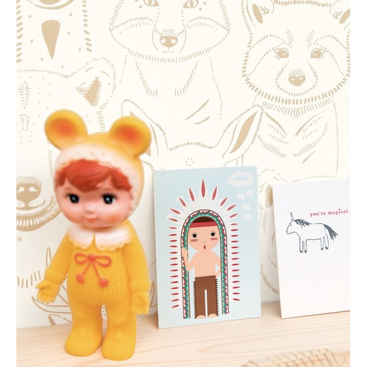 Papel pintado caras de animales del bosque - Noam Forest 128504