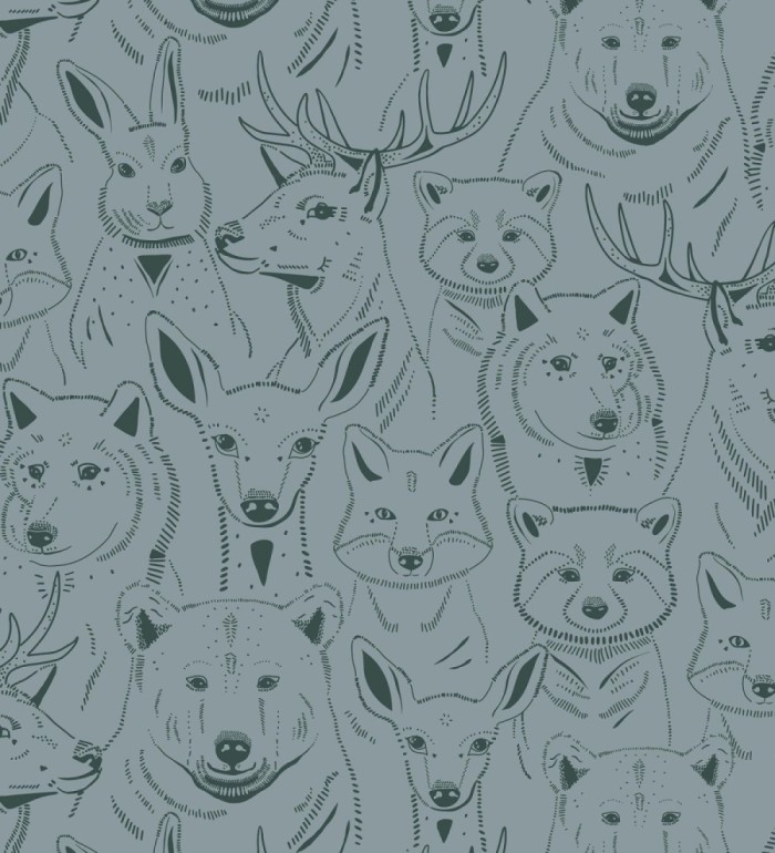 Papel pintado caras de animales del bosque - Noam Forest 128505