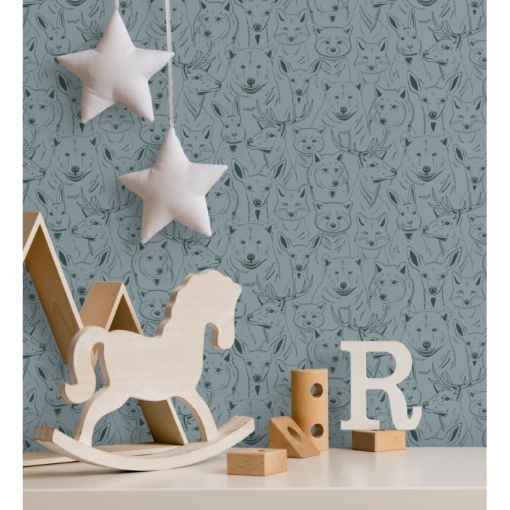 Papel pintado caras de animales del bosque - Noam Forest 128505