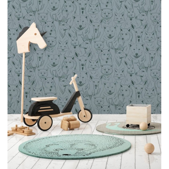 Papel pintado caras de animales del bosque - Noam Forest 128505