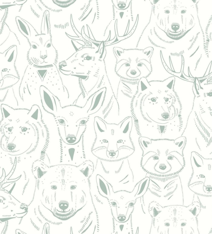Papel pintado caras de animales del bosque - Noam Forest 128506