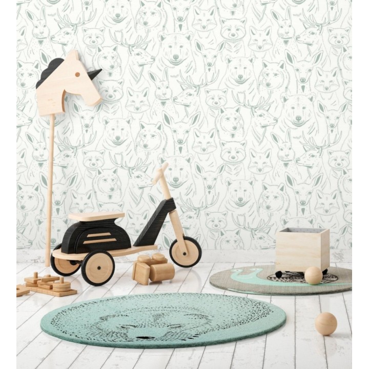 Papel pintado caras de animales del bosque - Noam Forest 128506