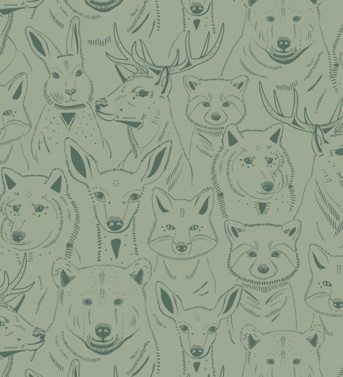 Papel pintado caras de animales del bosque - Noam Forest 128507