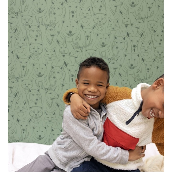 Papel pintado caras de animales del bosque - Noam Forest 128507