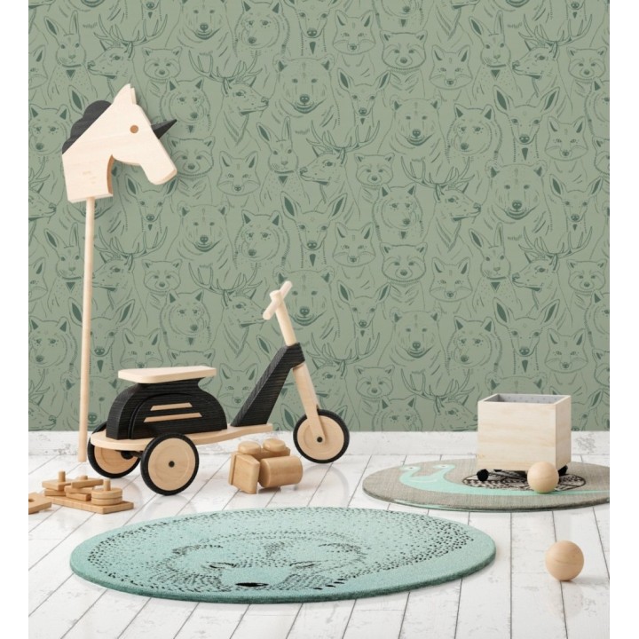 Papel pintado caras de animales del bosque - Noam Forest 128507