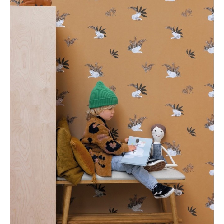 Papel pintado de animales zorros fondo marrón - Loritz 128508